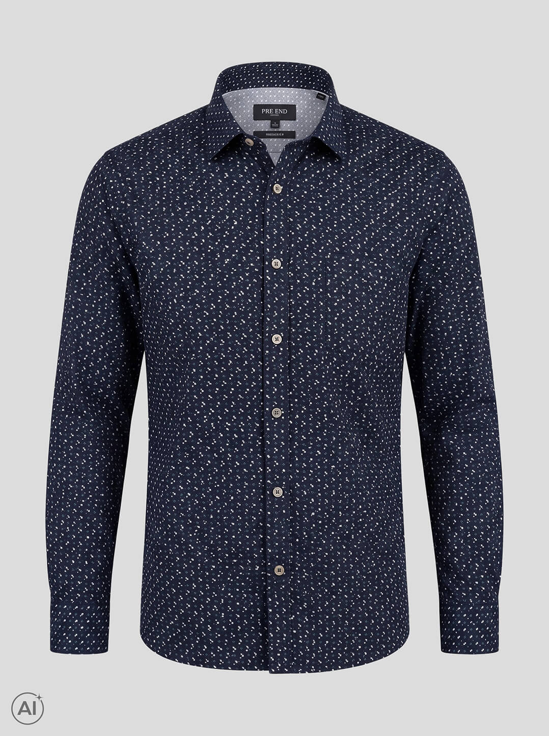 Pre End Oscar Casual Shirt Navy Printed