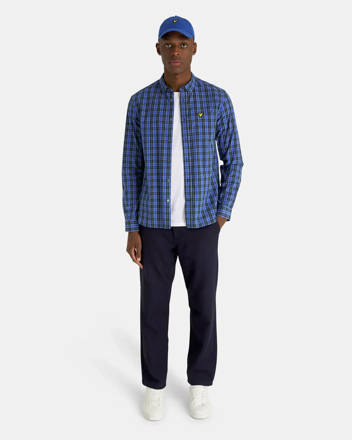 Lyle &amp; Scott Check Poplin Shirt Dark Navy/Bright Blue image 2