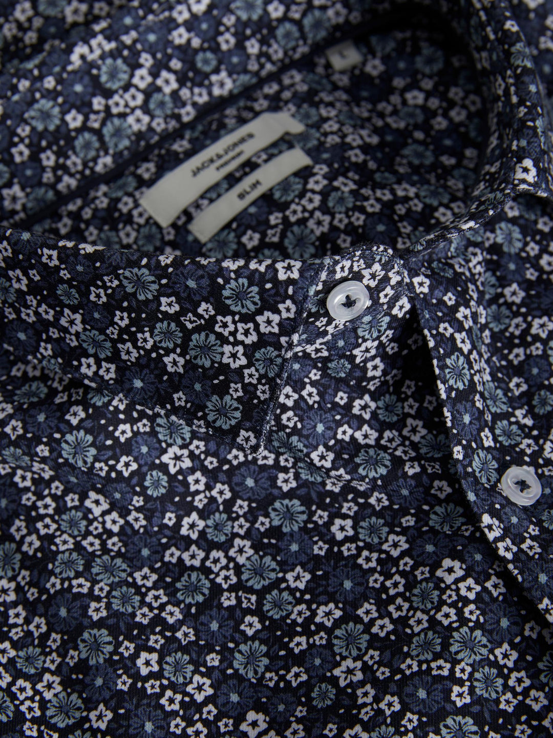 Jack &amp; Jones Long Sleeve Print Shirt Navy image 1