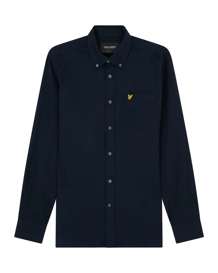 Lyle &amp; Scott Plain Flannel Shirt Dark Navy image 0
