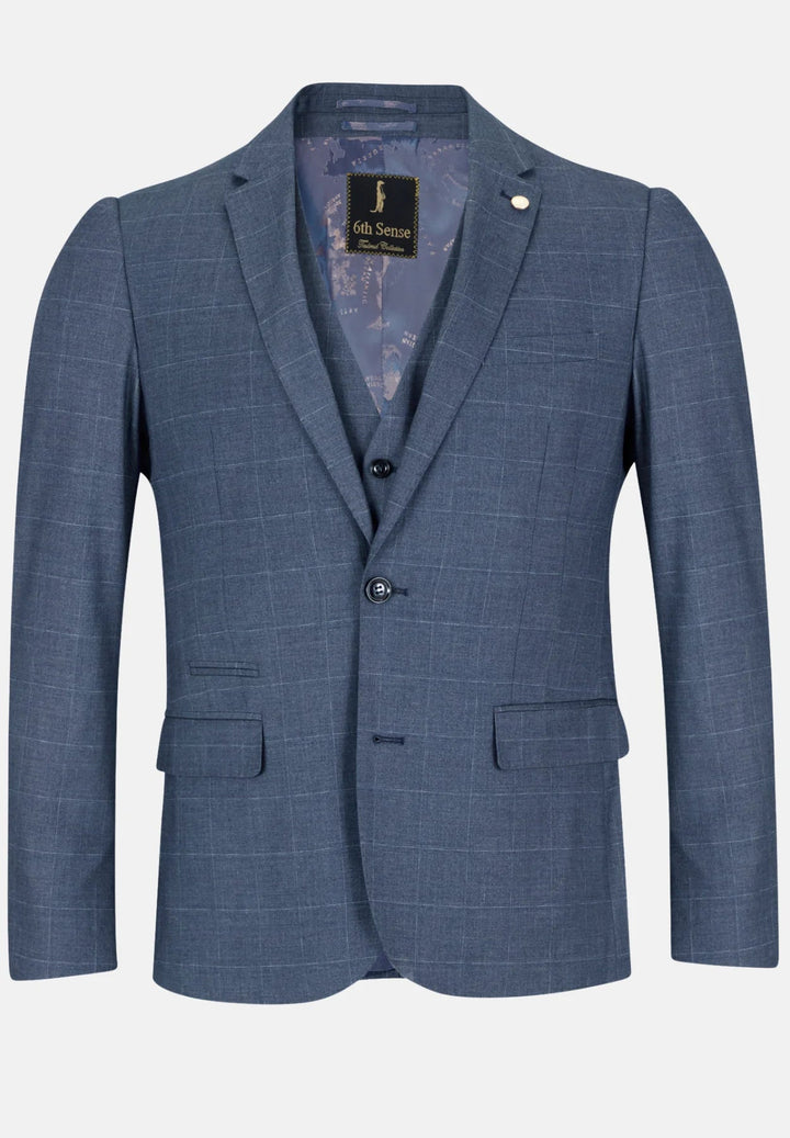 6th Sense Crystal Blue 3 Piece Suit