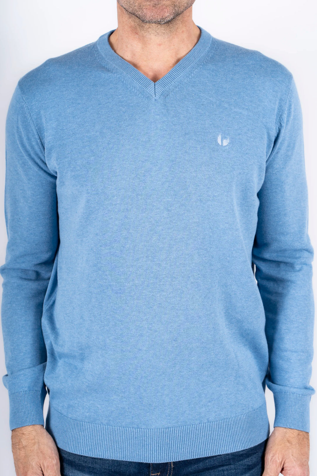 Pre End Malcom V Neck Jumper Blue Mix image 0