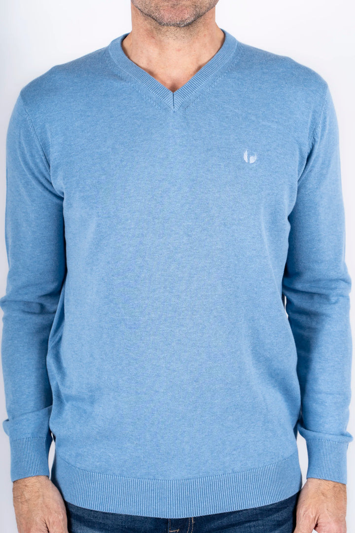 Pre End Malcom V Neck Jumper Blue Mix image 0