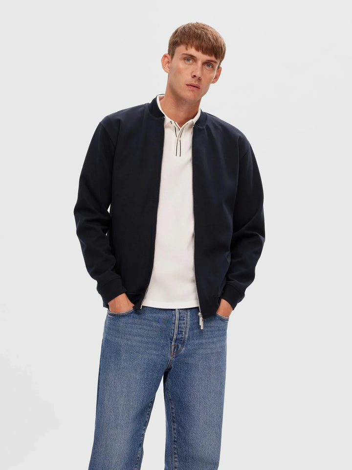 Selected Homme Bomber Sweat Jacket Navy image 2