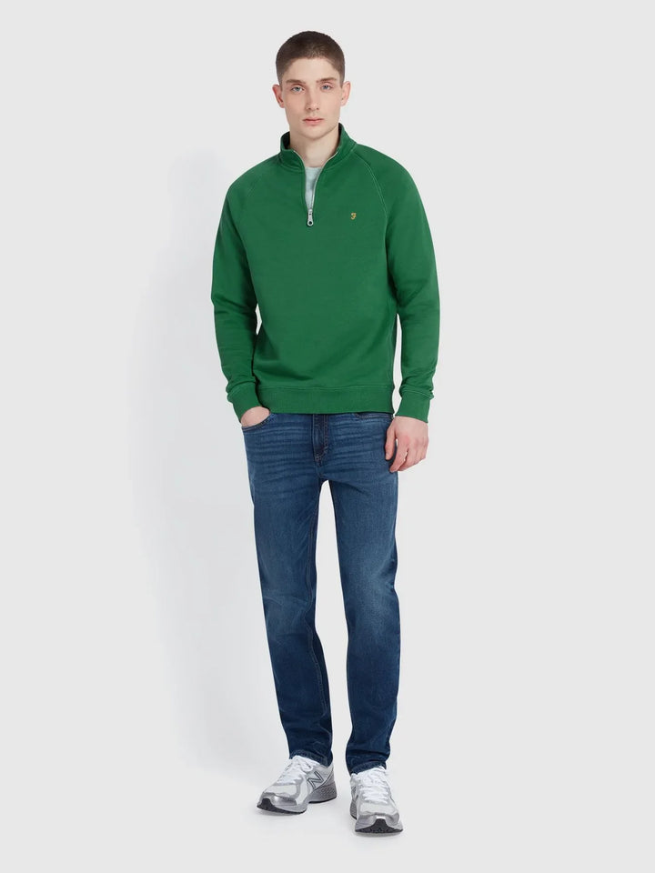Farah Jim 1/4 Zip Sweatshirt Green Meadow image 2