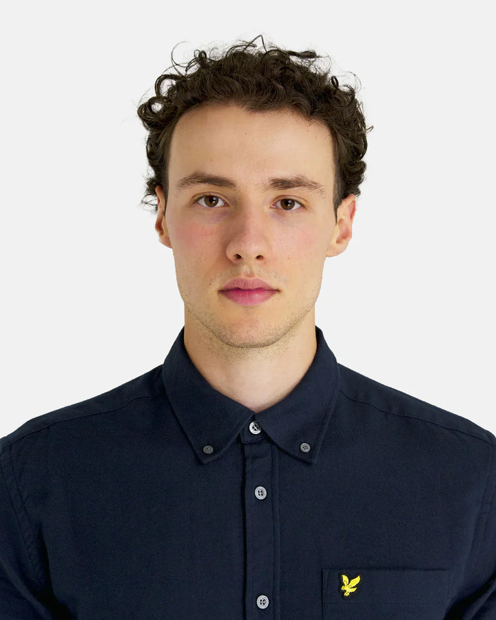 Lyle &amp; Scott Plain Flannel Shirt Dark Navy image 4