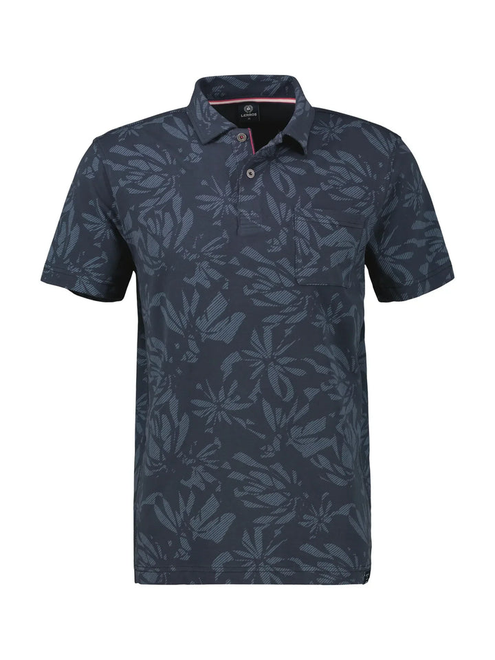 Lerros Printed Cotton Polo Navy image 0