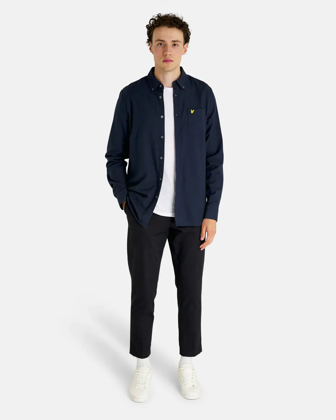 Lyle &amp; Scott Plain Flannel Shirt Dark Navy image 2