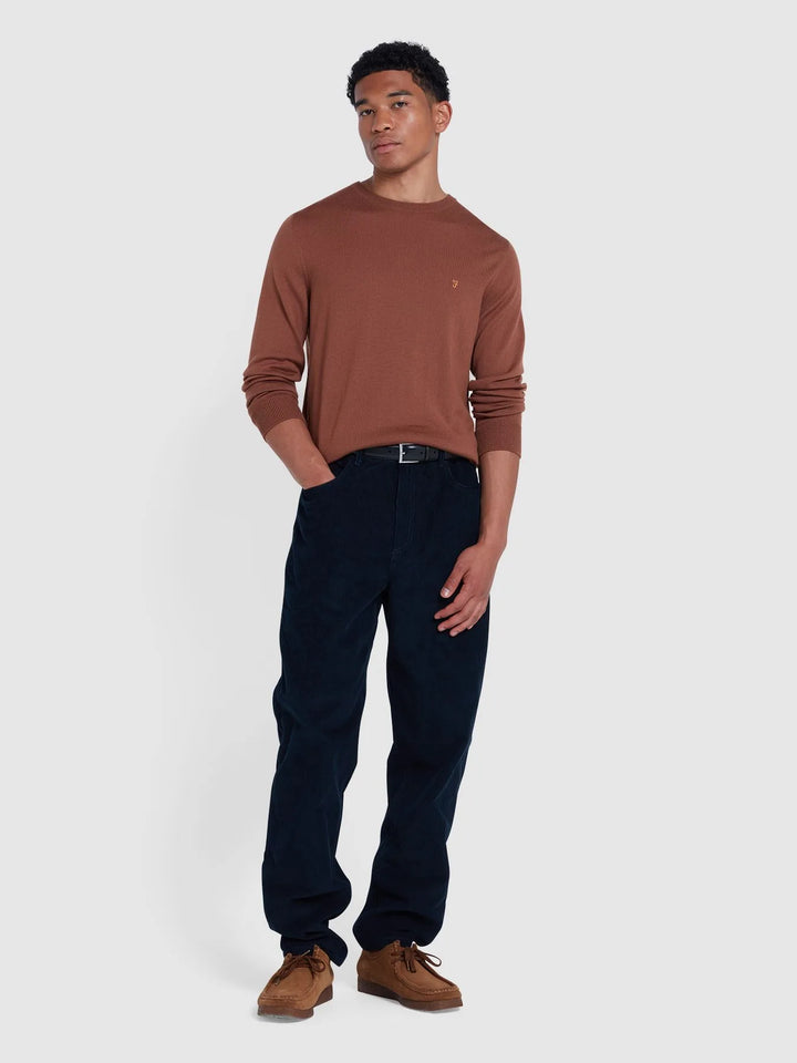 Farah Mullen Crew Neck Sweater Teak