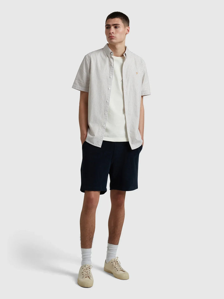 Farah Brewer Stripe Short Sleeve Shirt Stained Oak image 2