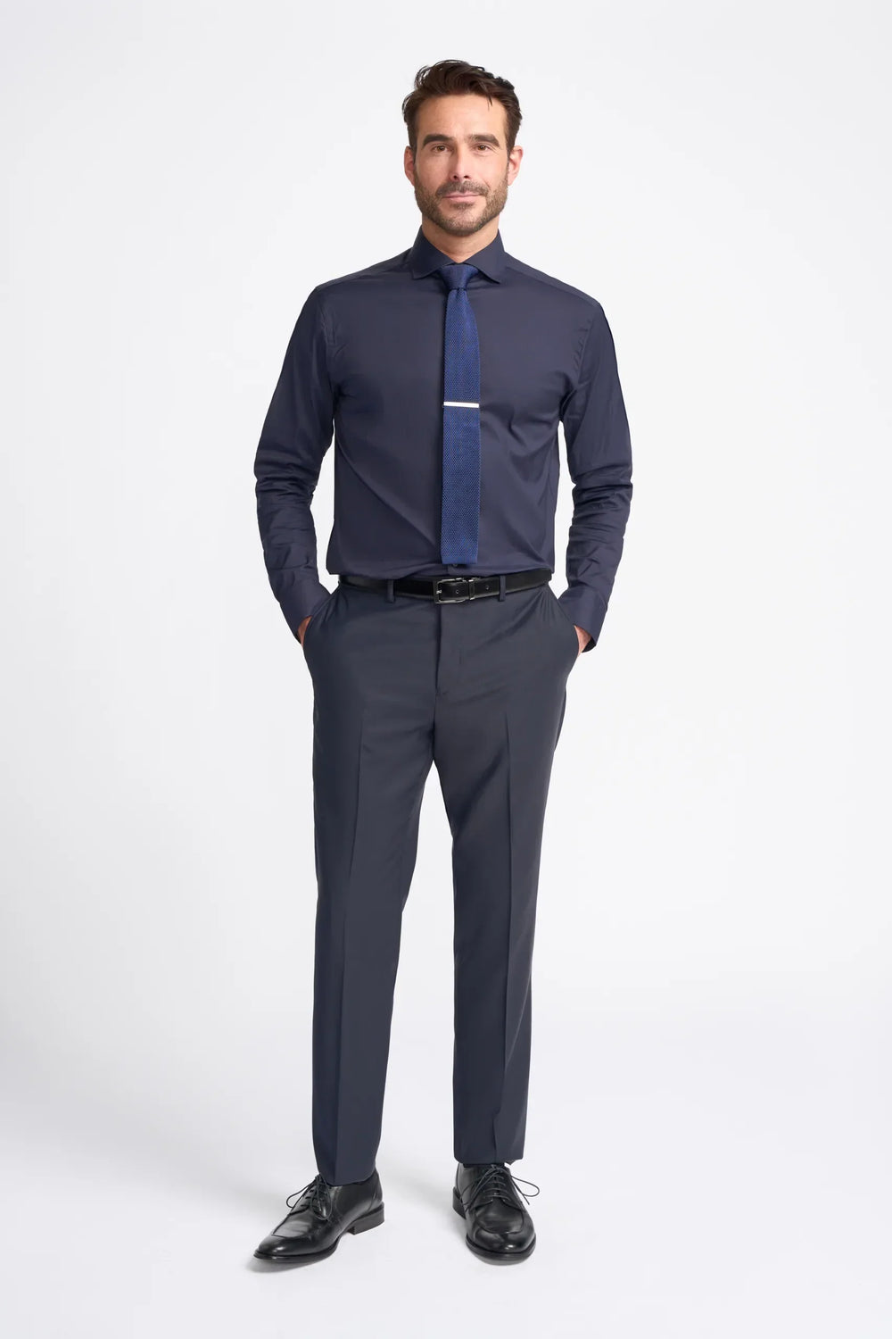 House Of Cavani Bond Navy Check Double Breasted Suit image 1