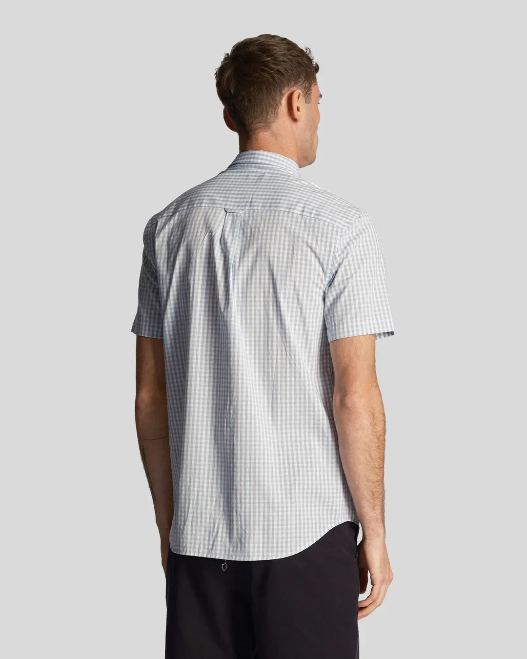 Lyle &amp; Scott Short Sleeve Slim Fit Gingham Shirt Light Blue image 3