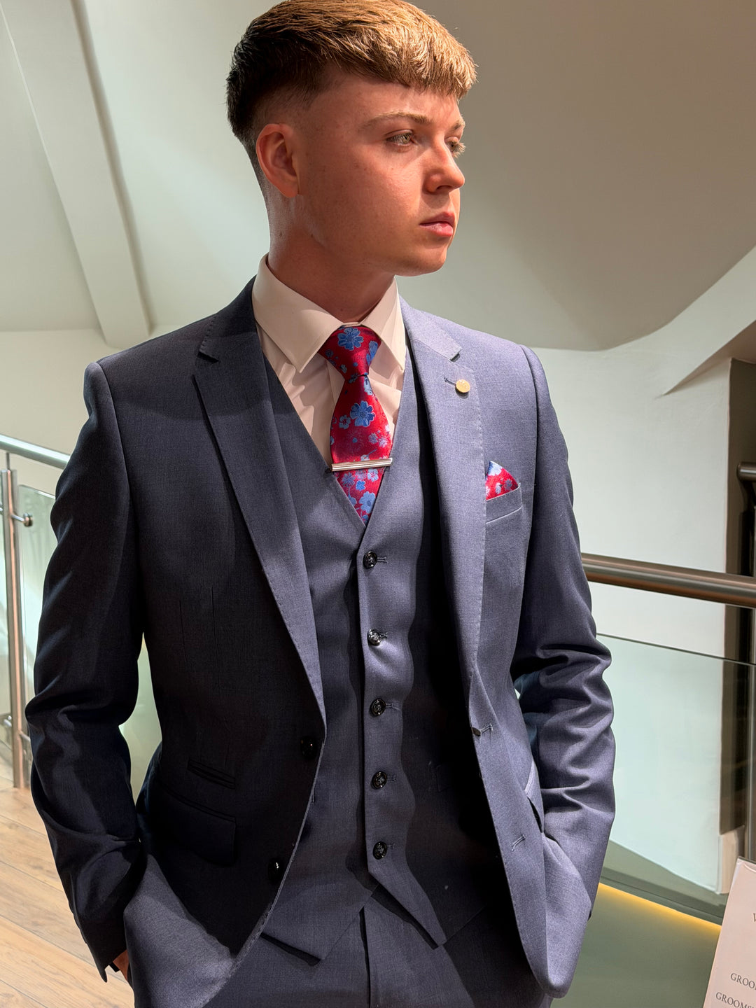 6th Sense Kingsley Indigo 3 Piece Suit