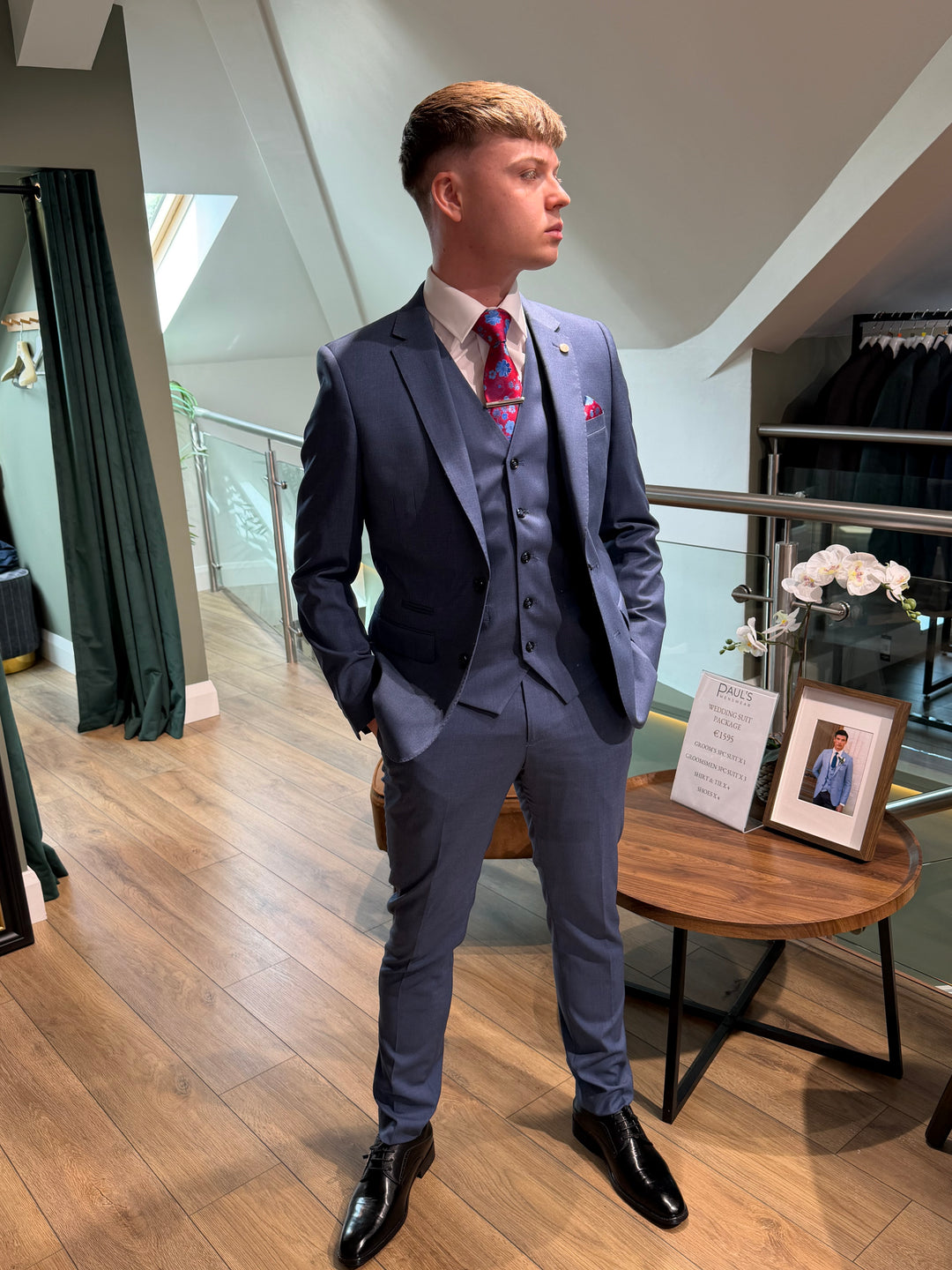 6th Sense Kingsley Indigo 3 Piece Suit
