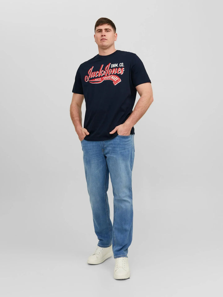 Jack & Jones Logo Tee Navy 3XL-6XL image 2