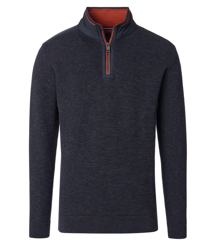 Casa Moda Cotton Half Zip Blue