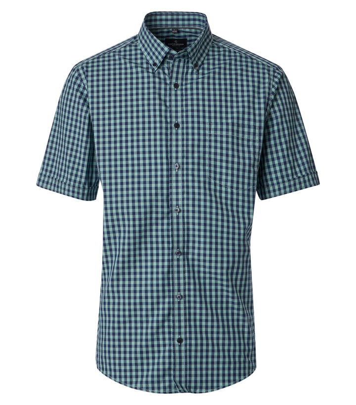 Casa Moda Cotton Short Sleeve Checked Green