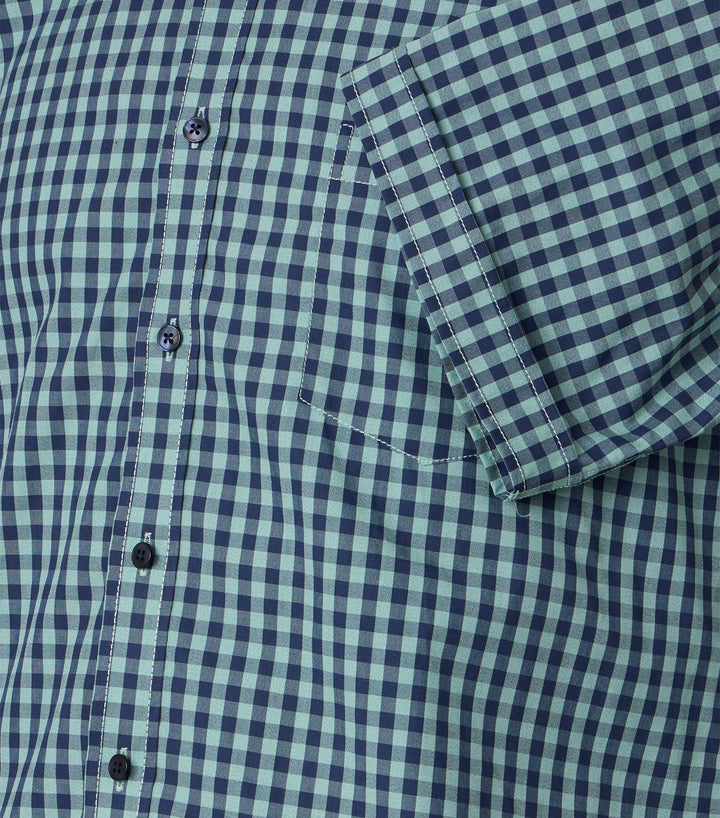 Casa Moda Cotton Short Sleeve Checked Green