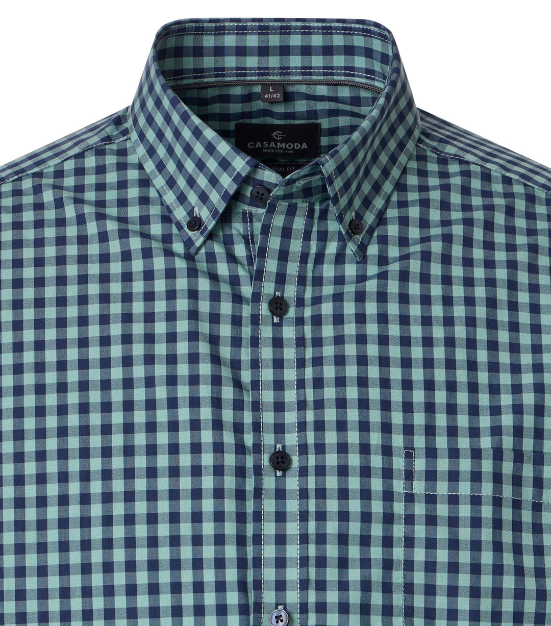 Casa Moda Cotton Short Sleeve Checked Green