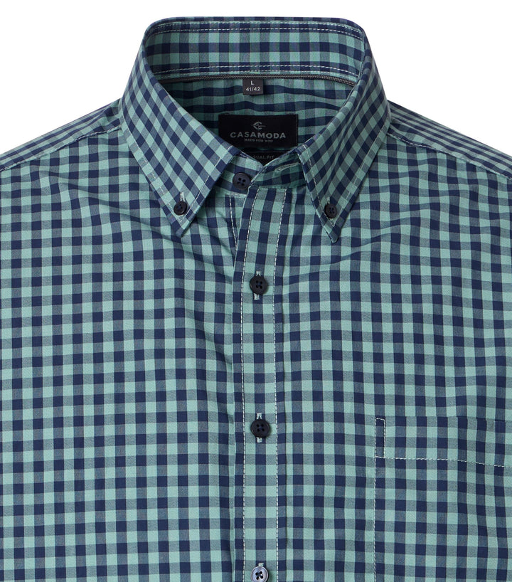 Casa Moda Cotton Short Sleeve Checked Green