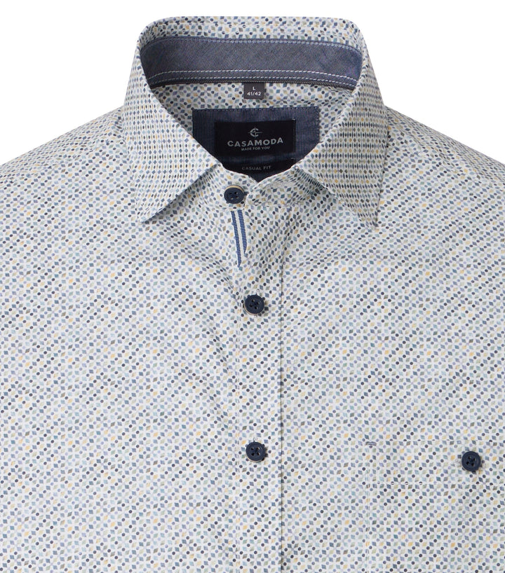 Casa Moda Cotton Short Sleeve Shirt Printed Silver