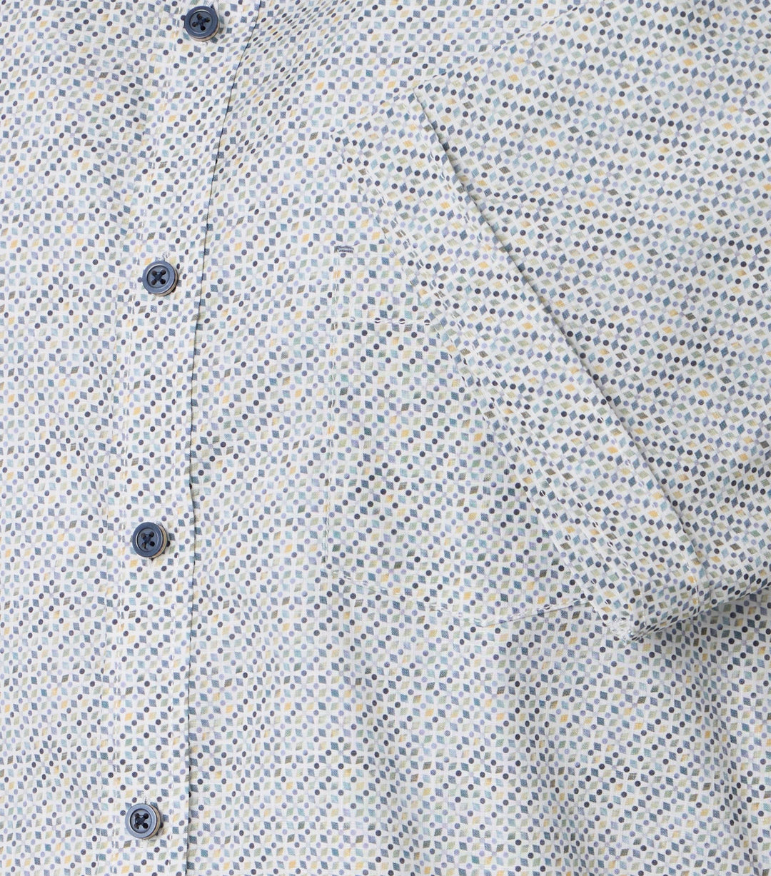 Casa Moda Cotton Short Sleeve Shirt Printed Silver