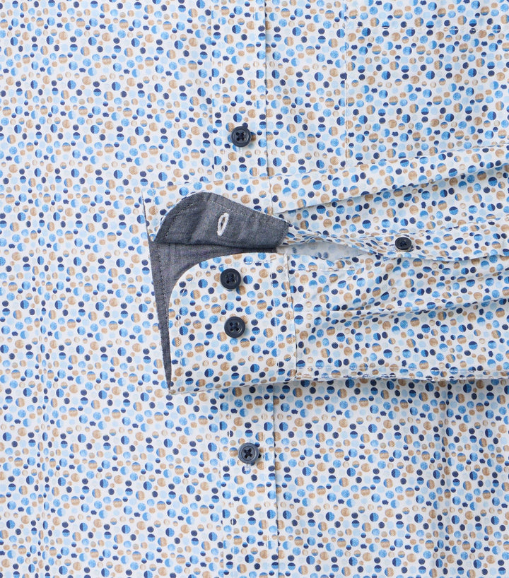 Casa Moda Cotton Casual Shirt Printed Beige