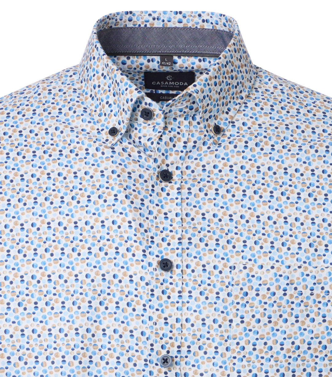 Casa Moda Cotton Casual Shirt Printed Beige