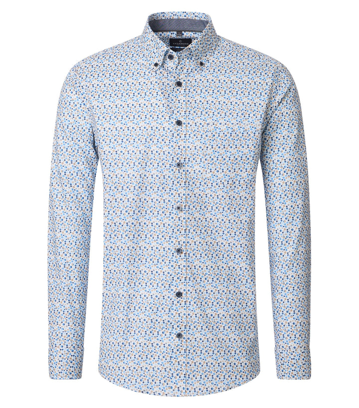 Casa Moda Cotton Casual Shirt Printed Beige