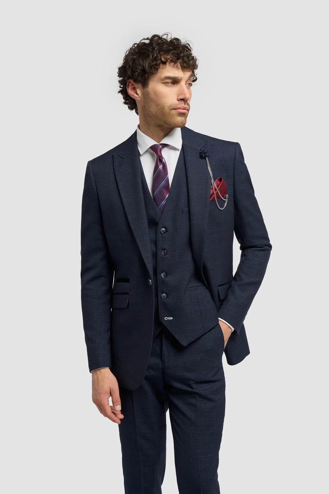 House Of Cavani Caridi 3PC Suit Navy