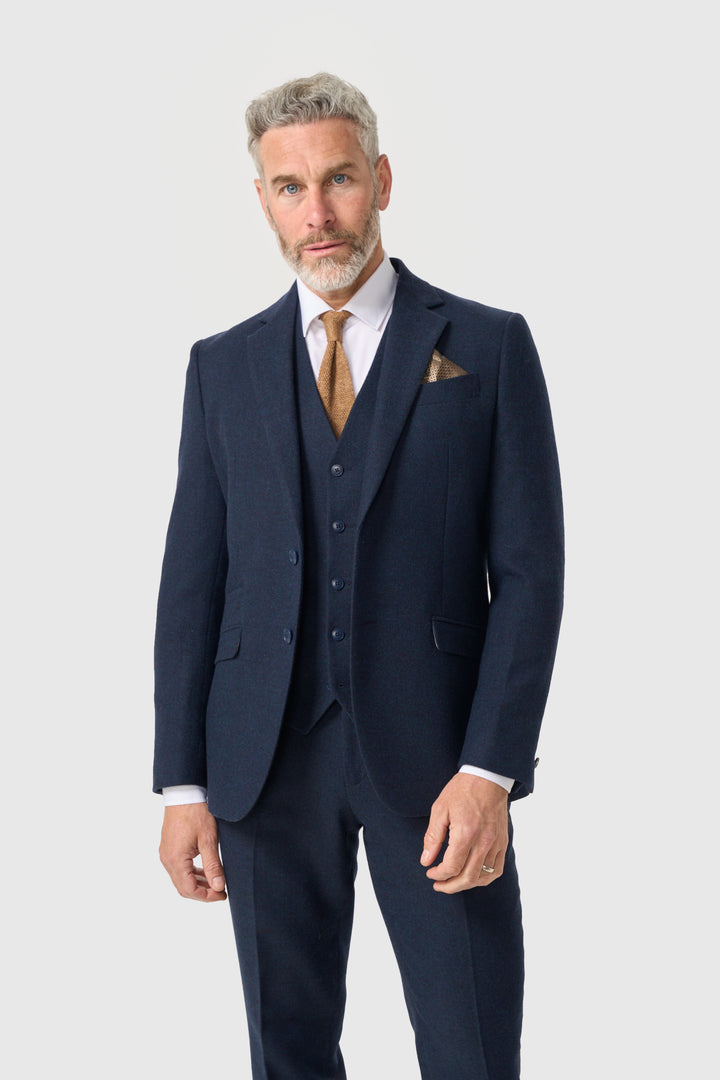 House Of Cavni Thomas Lush Tweed Suit Navy