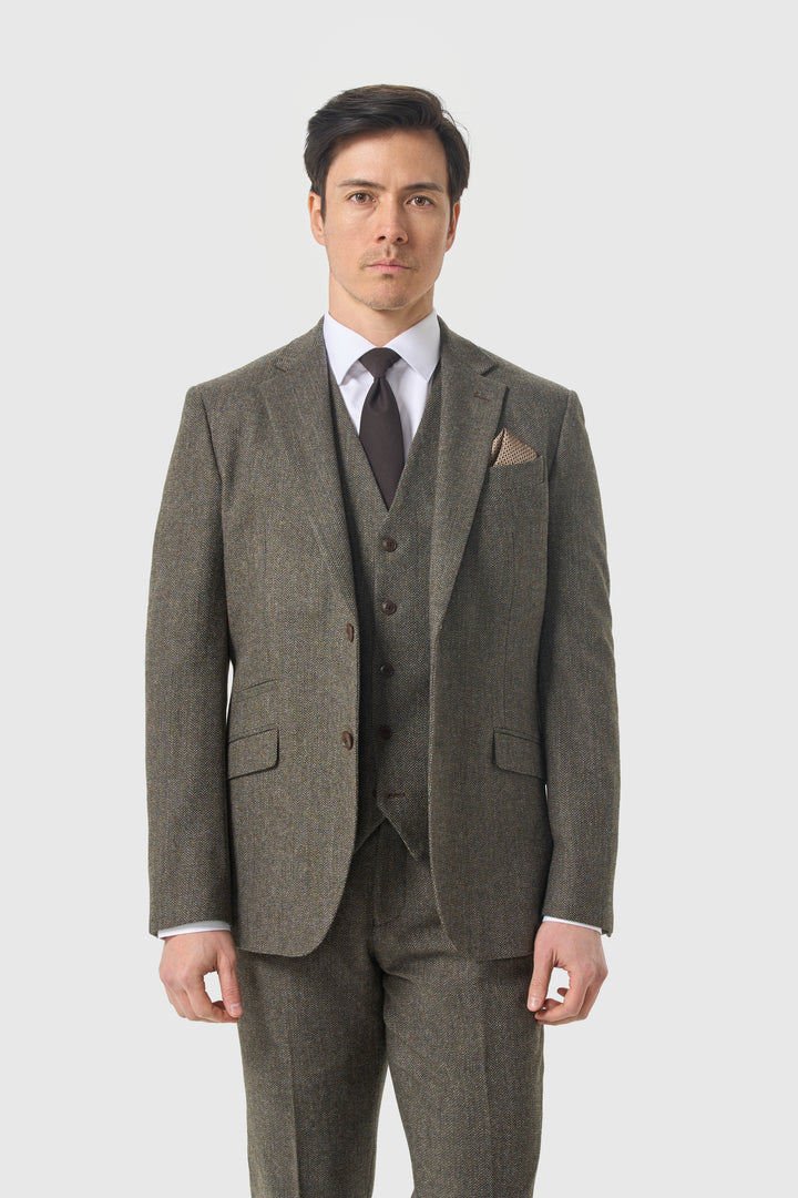 House Of Cavni Thomas Tweed Suit Sage