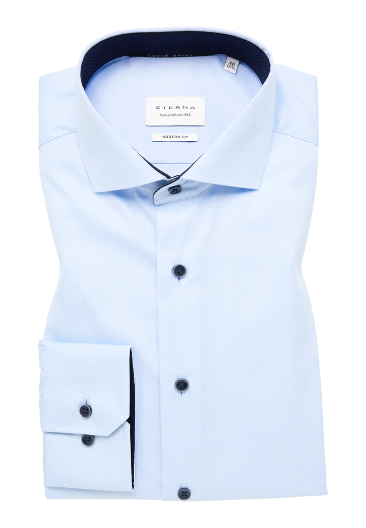 Eterna Plain Opaque Cover Shirt Blue
