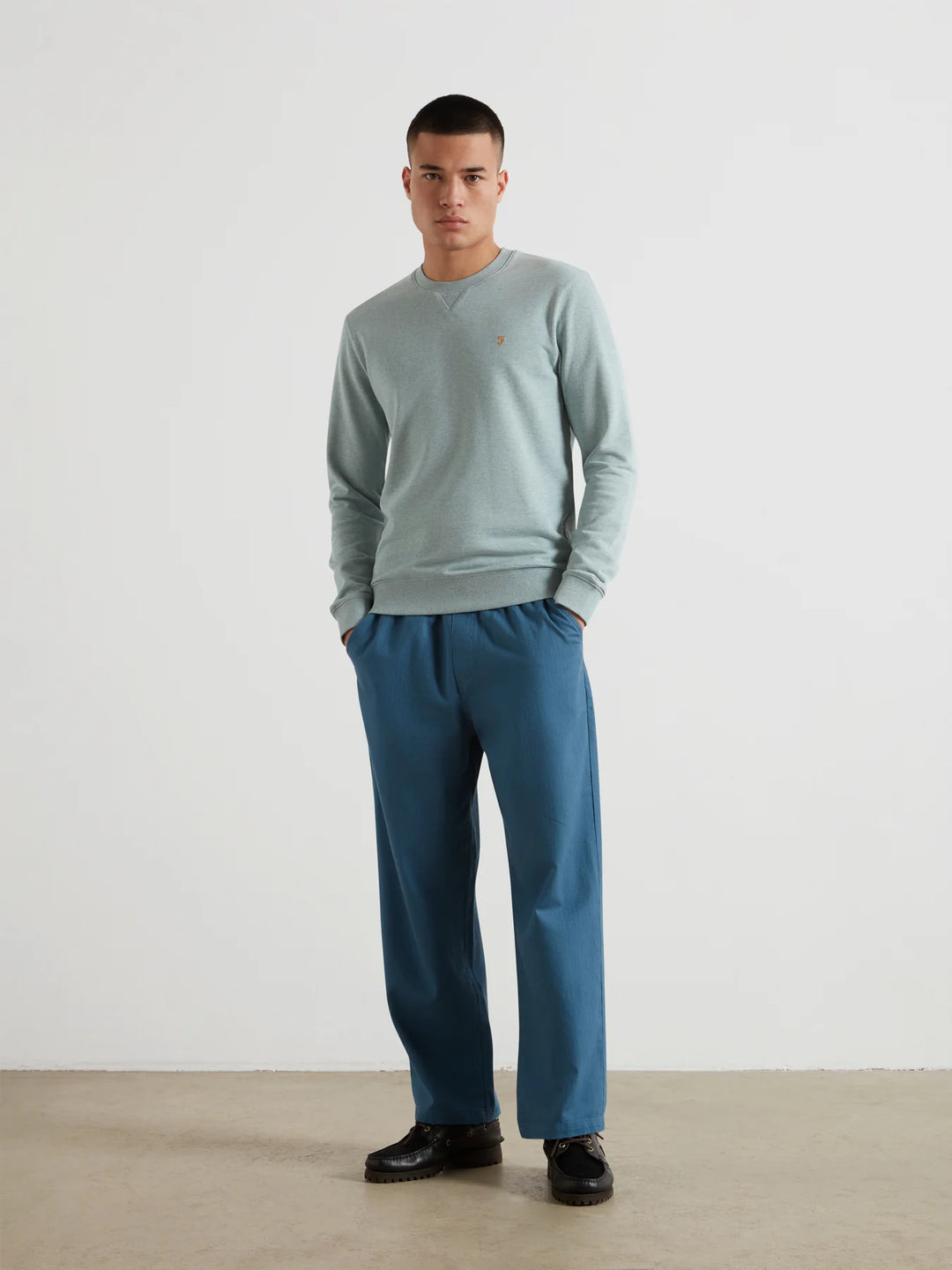 Farah Tim New Crew Green Mist Marl