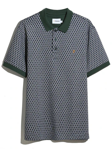 Farah Whitston Jacquard Polo Shirt Poplar Green