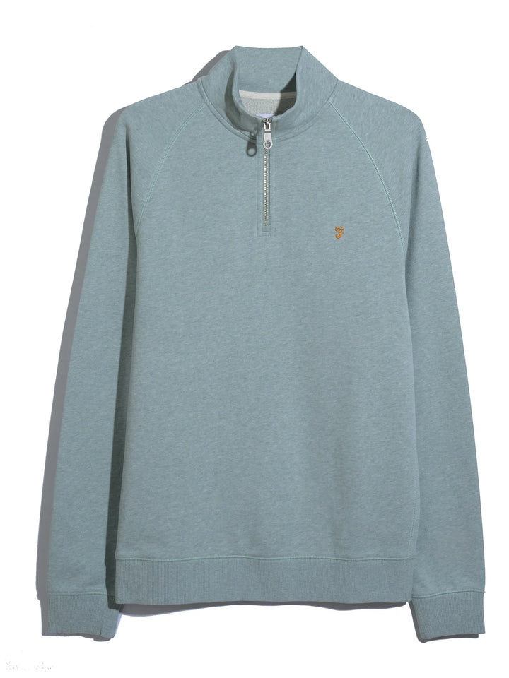 Farah Jim 1/4 Zip Sweatshirt Green Mist Marl