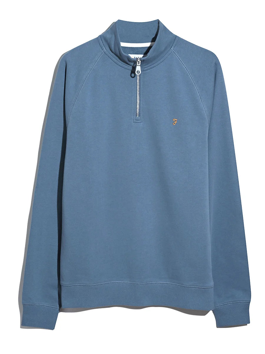 Farah Jim 1/4 Zip Sweatshirt Blue Tide Marl