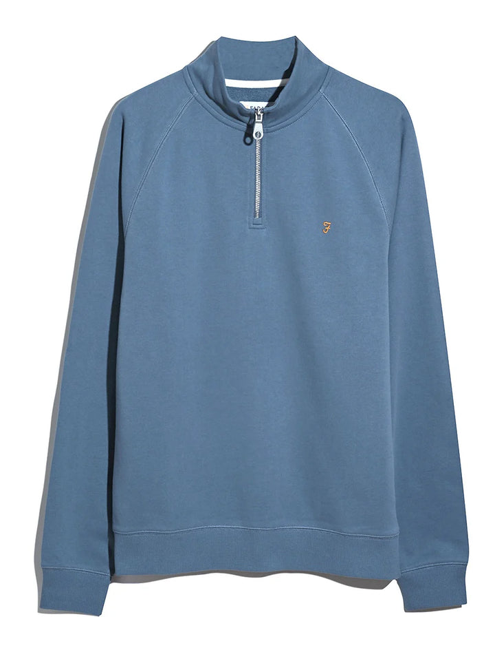 Farah Jim 1/4 Zip Sweatshirt Blue Tide Marl