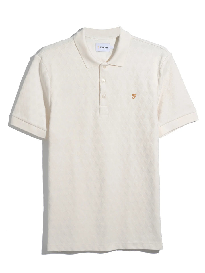Farah Horace Jacquard Polo Shirt In Ecru