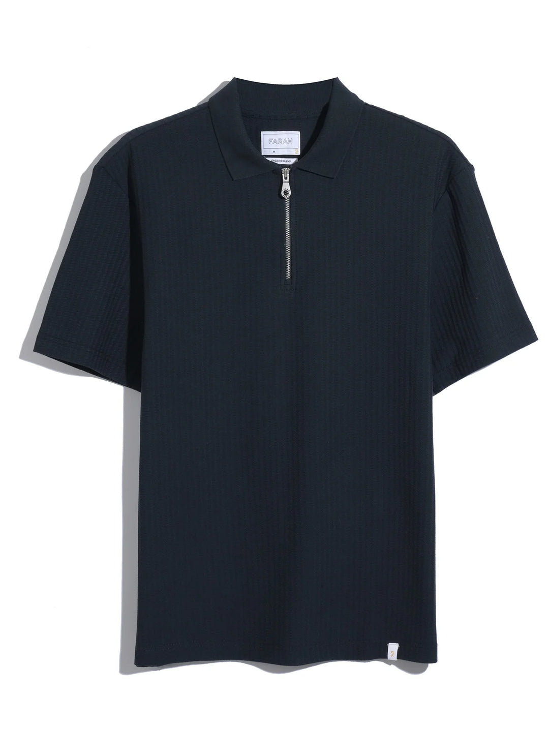 Farah Dobson Zipped Polo Shirt In True Navy