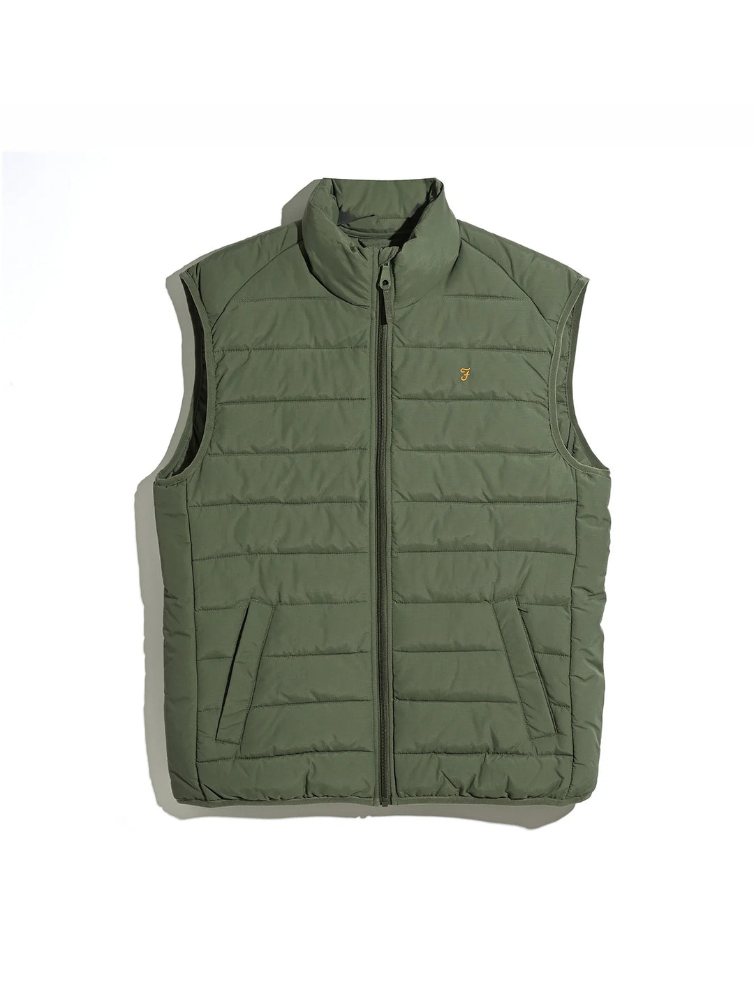 Farah Kennedy Wadded Gilet In Rosemary Green