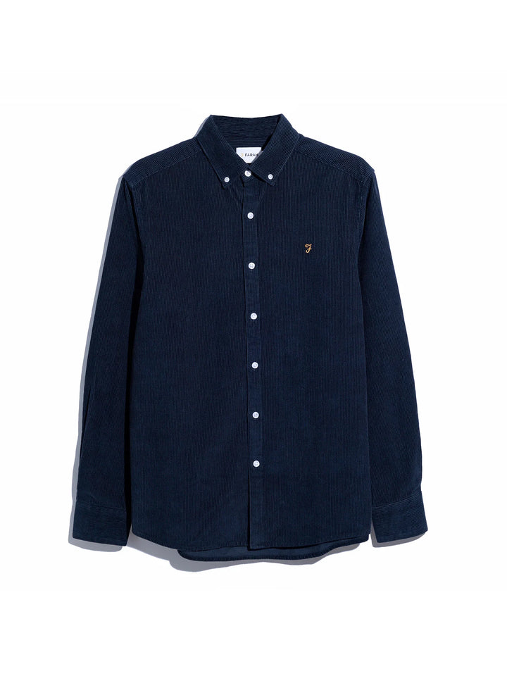 Farah Maverick Regular Fit Cord Shirt In True Navy