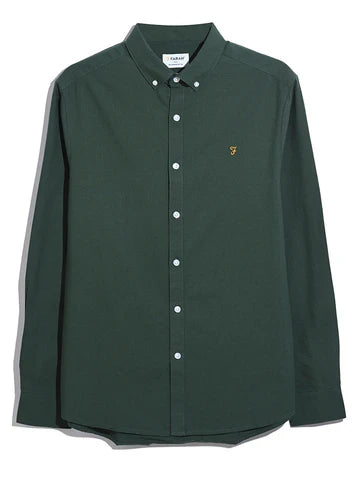 Farah Brewer Slim Fit Organic Cotton Oxford Shirt Poplar Green