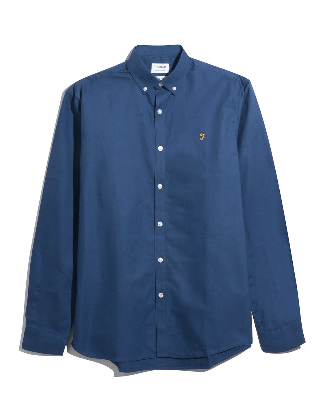 Farah Brewer Slim Fit Organic Cotton Oxford Shirt In Blue