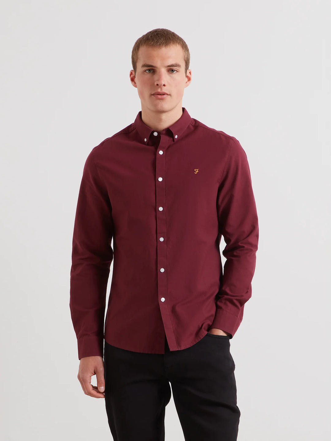 Farah Brewer Oxford Shirt Bordeaux