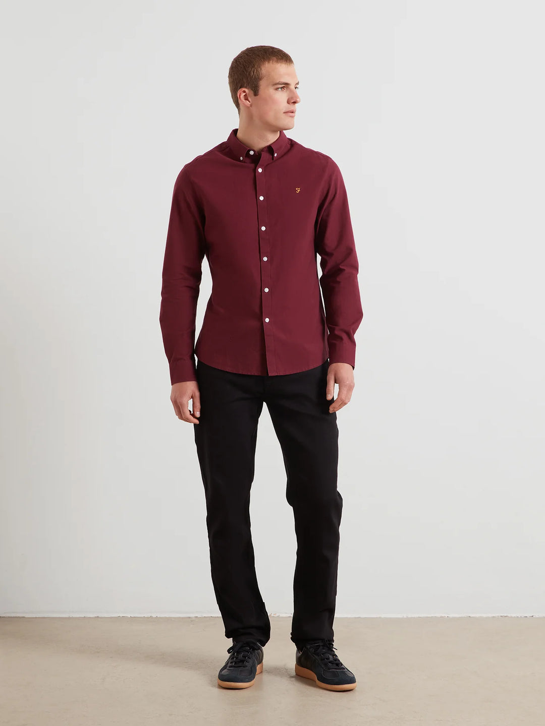 Farah Brewer Oxford Shirt Bordeaux