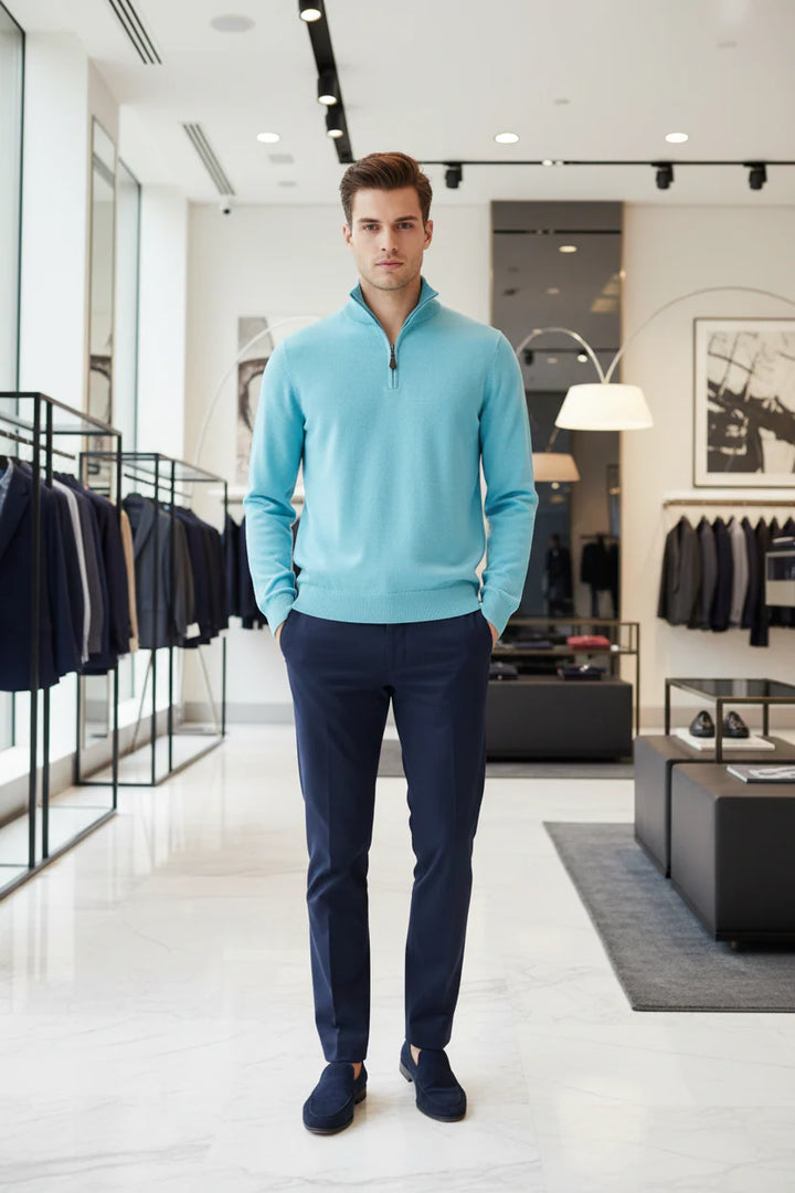 Gilded Gentlemen Harold 1/4 Zip Aqua