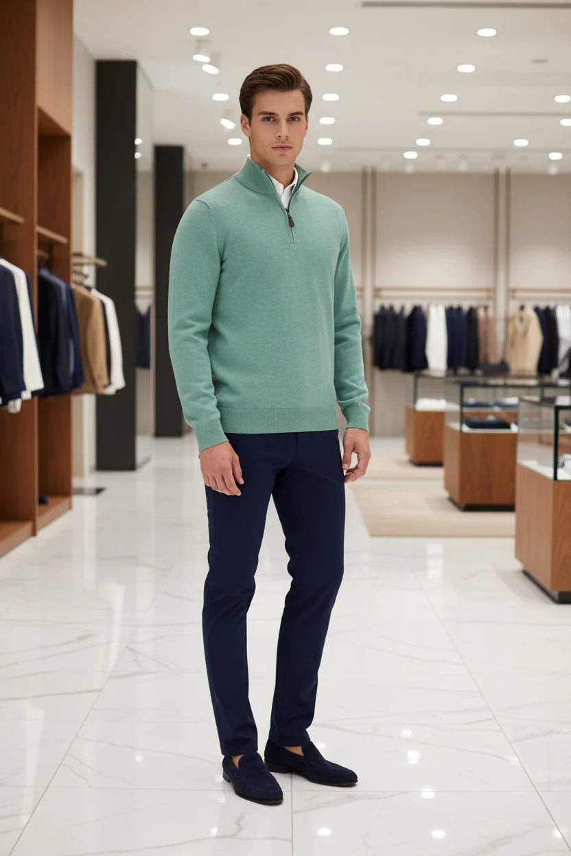 Gilded Gentlemen Harold 1/4 Zip Misty Green