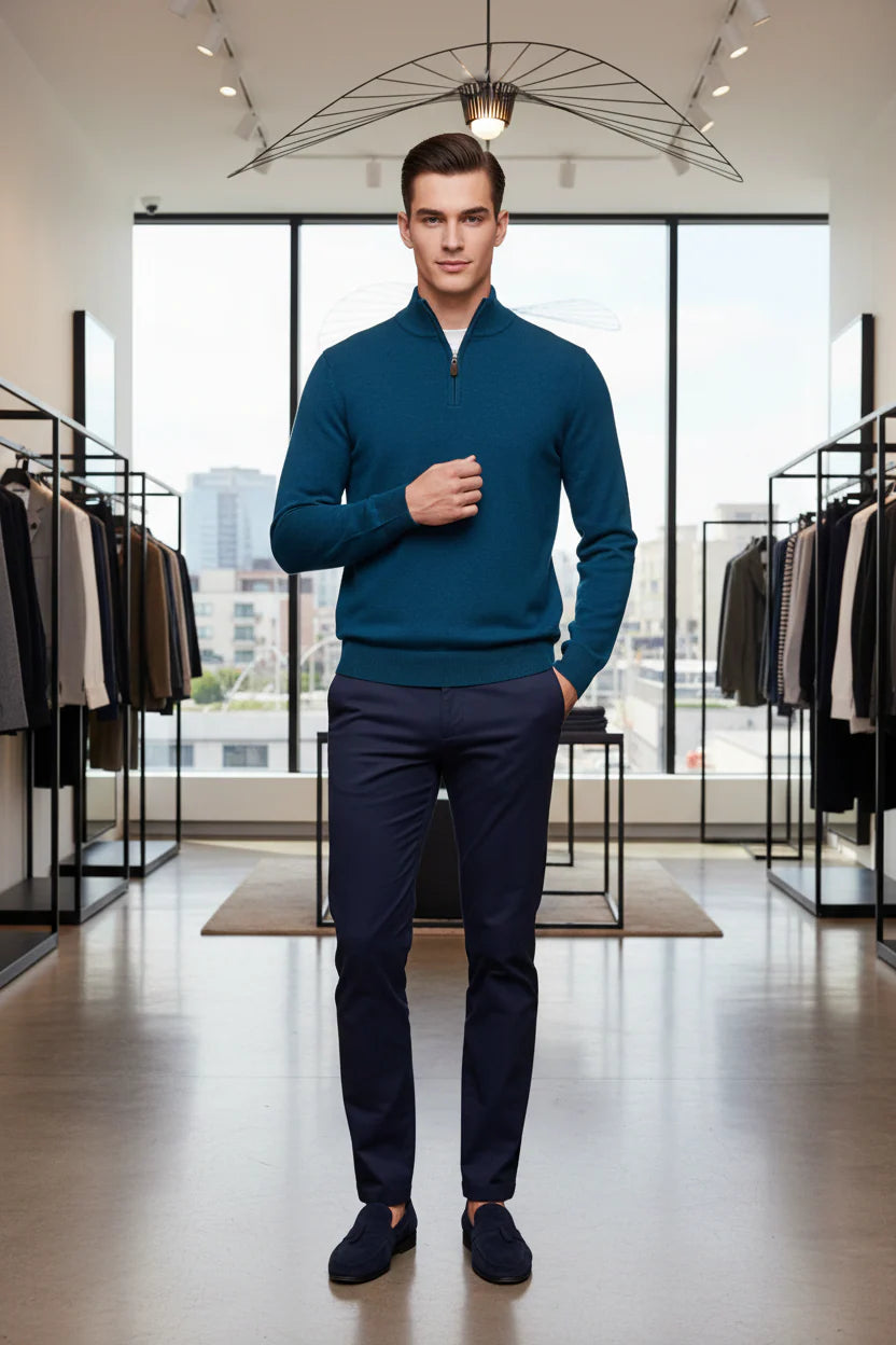 Gilded Gentlemen Harold 1/4 Zip Teal