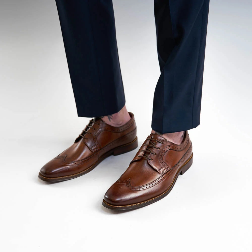Base London Havisham Washed Brogue Shoes Tan